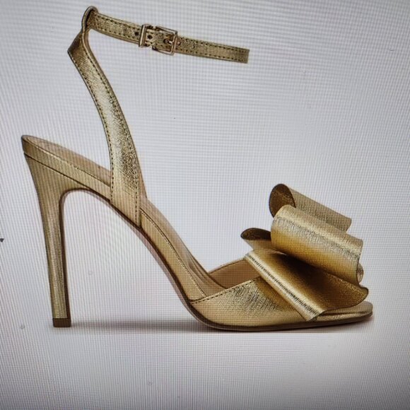 Jessica Simpson Gold "Olivine" Bow Heeled sandals. Customer return. NIB. 8.5 - Picture 2 of 12